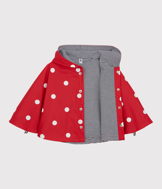 Cape de pluie à pois bébé rouge TERKUIT/blanc MARSHMALLOW