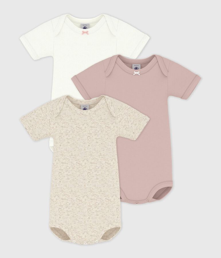 Lot de 3 bodies manches courtes en coton uni b&eacute;b&eacute; variante 1