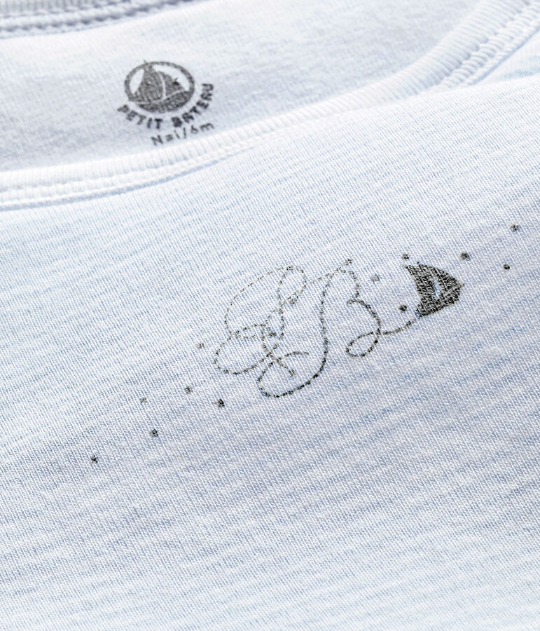 Gigoteuse naissance b&eacute;b&eacute; gar&ccedil;on ray&eacute;e milleraies bleu FRAICHEUR/blanc ECUME