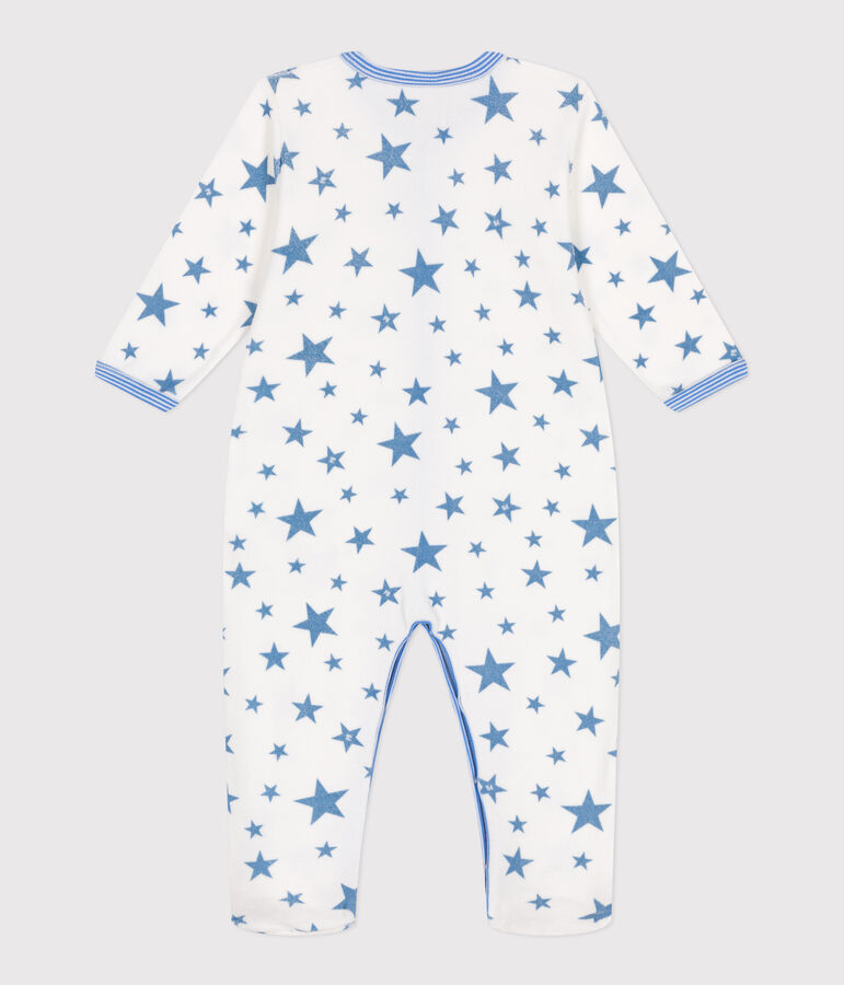 Pyjama b&eacute;b&eacute; en velours &eacute;toiles blanc MARSHMALLOW/bleu ALASKA