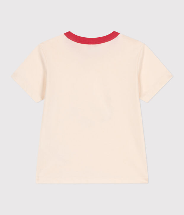 Teeshirt enfant en coton manches courtes imprim&eacute; &eacute;cru