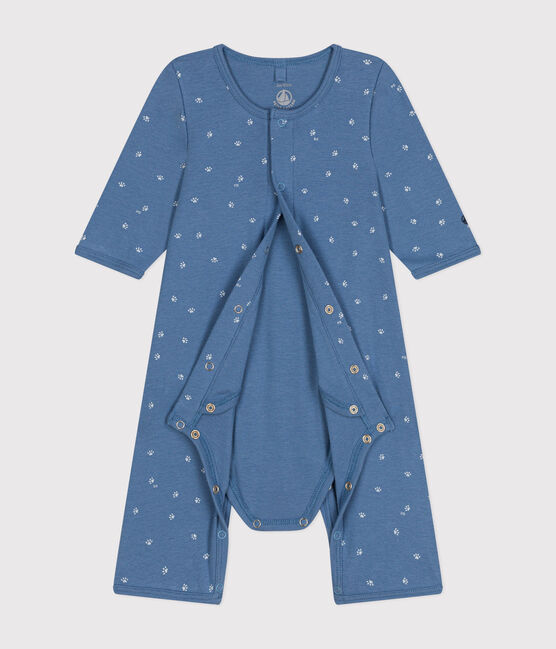Bodyjama sans pieds en coton bleu BEACH/ MARSHMALLOW