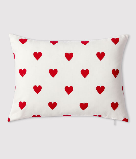 Coussin cœur rouge en popeline blanc MARSHMALLOW/rouge TERKUIT
