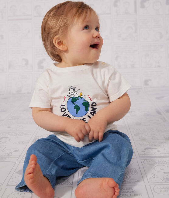 Tee-shirt Petit Bateau X Snoopy en jersey léger bébé blanc MARSHMALLOW