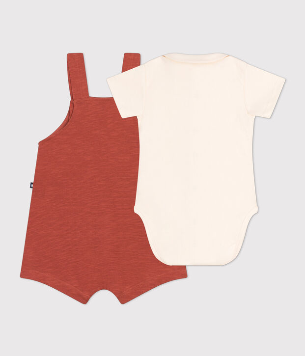 Ensemble salopette en jersey flamm&eacute; b&eacute;b&eacute; marron
