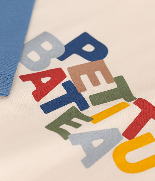 Tee-shirt manches longues en jersey fin enfant gar&ccedil;on &eacute;cru/multicouleur