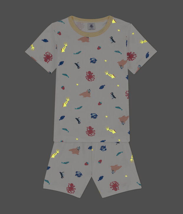 Pyjacourt phosphorescent en coton enfant blanc/multicouleur