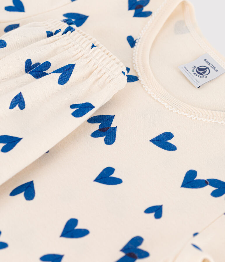 Pyjama manches courtes petite fille en coton blanc AVALANCHE/ MULTICO