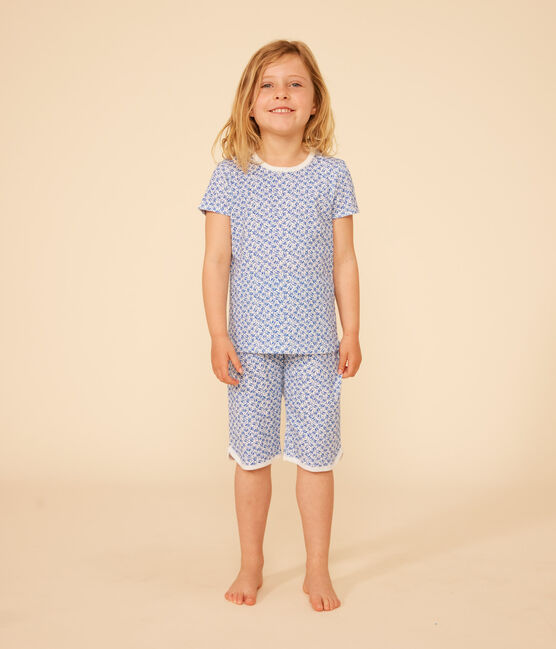 Pyjama capri imprimé fleur en coton enfant bleu MARSHMALLOW/ INCOGNITO