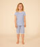 Pyjama capri imprimé fleur en coton enfant bleu MARSHMALLOW/ INCOGNITO