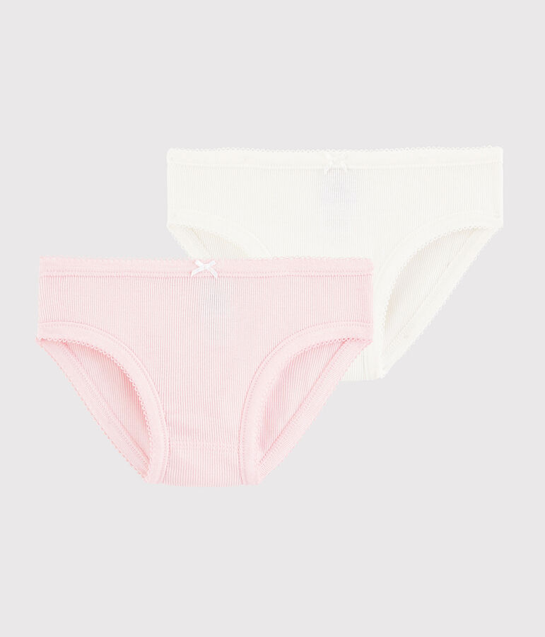 Lot de 2 culottes blance et rose petite fille en coton c&ocirc;tel&eacute; multicouleur