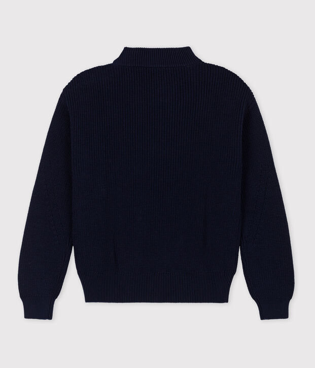 Pull en c&ocirc;te anglaise en coton Femme bleu marine