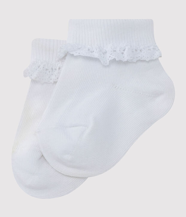 Chaussettes fille &agrave; dentelle blanc