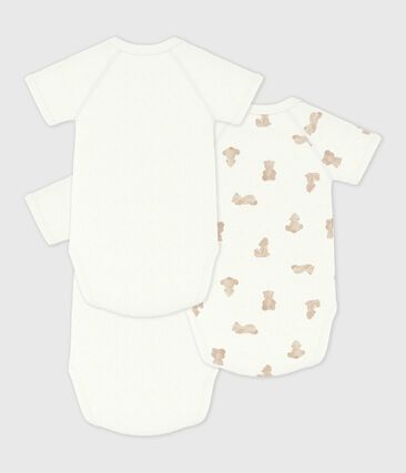 Lot de bodies croisés manches courtes en coton imprimé bébé (Petit Bateau) - Image 1