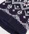 Bonnet enfant jacquard en laine et coton doubl&eacute; polaire bleu/&eacute;cru/rouge