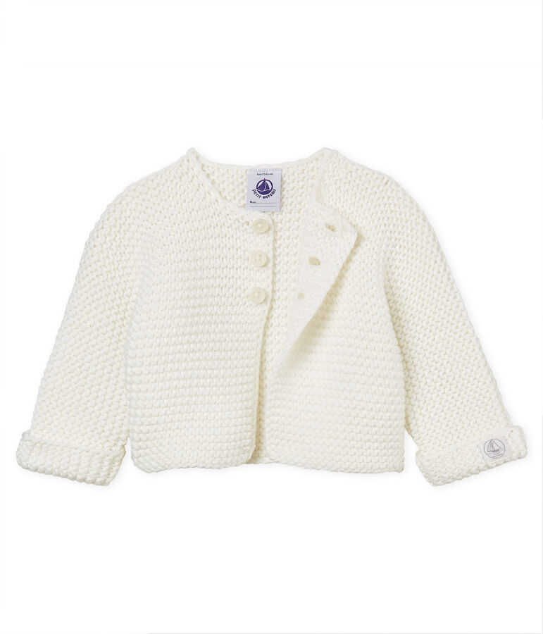 Cardigan point mousse b&eacute;b&eacute; mixte blanc
