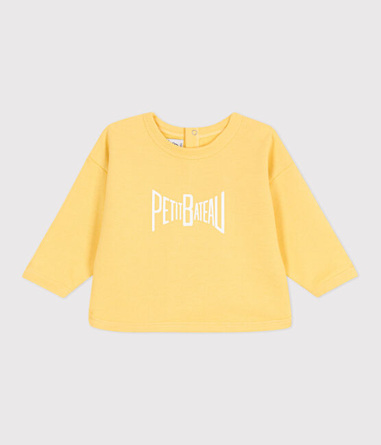 Sweat bébé en coton uni jaune ORGE