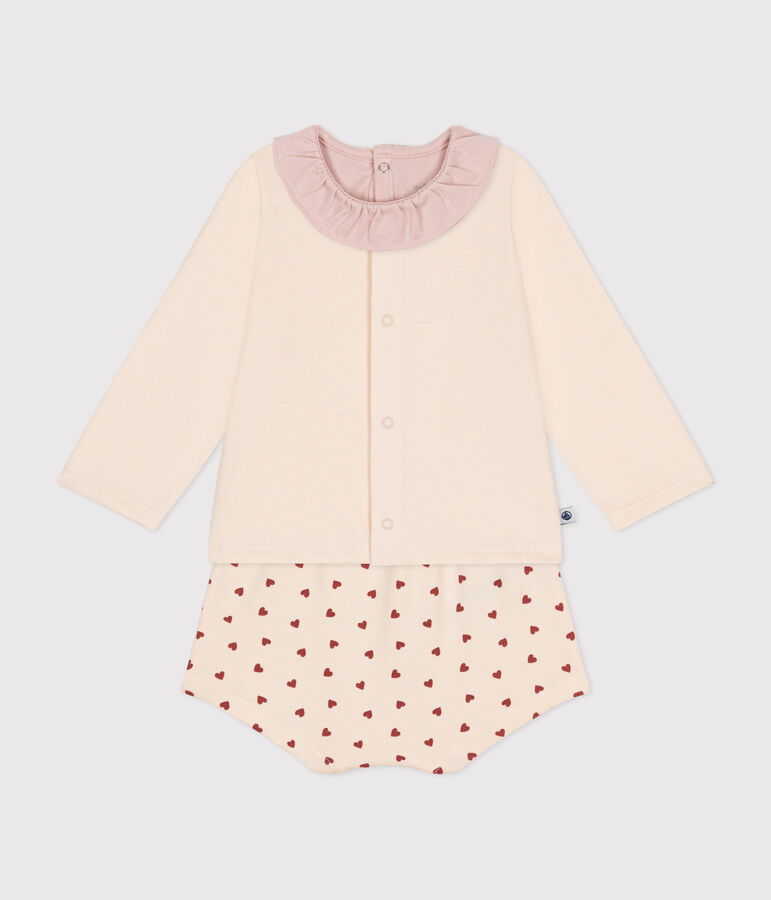 Ensemble 3 pi&egrave;ces en jersey l&eacute;ger b&eacute;b&eacute; blanc AVALANCHE/ MULTICO