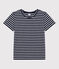 Tee-shirt LE DROIT col rond en coton Femme bleu SMOKING/blanc MARSHMALLOW
