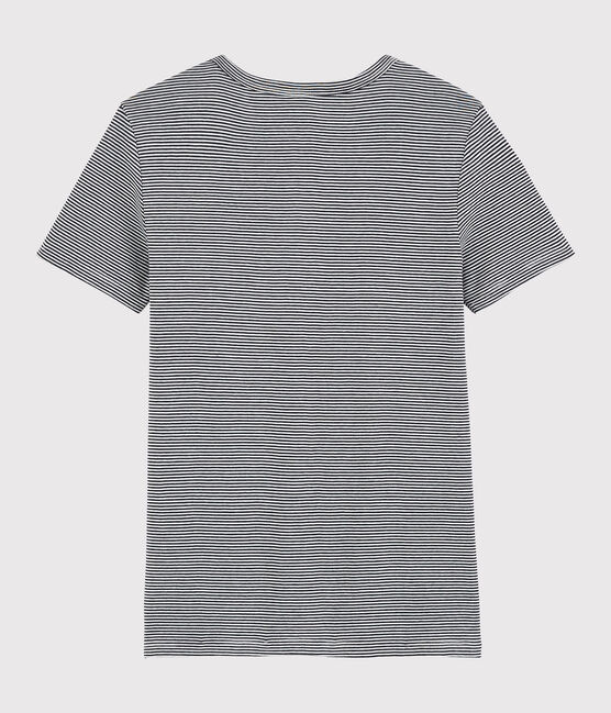 T-shirt col V iconique en coton Femme bleu SMOKING/blanc MARSHMALLOW