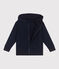 Sweatshirt zippé à capuche enfant en coton uni bleu SMOKING
