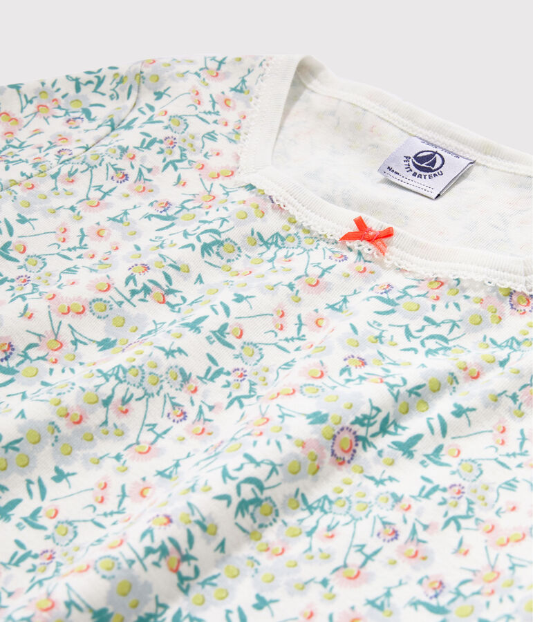 Pyjacourt petite fille en c&ocirc;te blanc/multicouleur