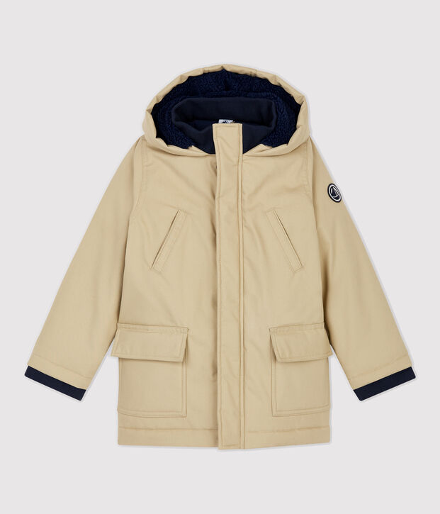 Parka coton enduit enfant gar&ccedil;on beige