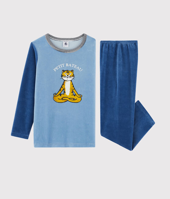 Pyjama en velours petit garçon bleu ALASKA/bleu MAJOR
