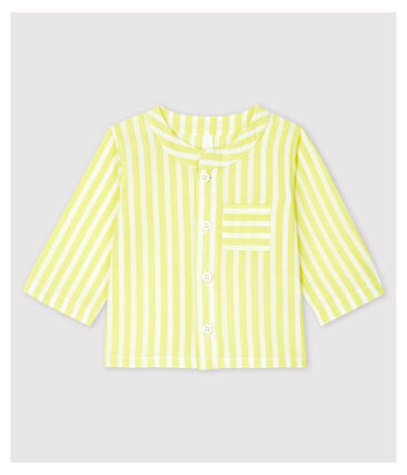 PETIT BATEAU - Blouse à rayures jaunes bébé en popeline de coton biologique