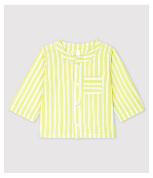 Blouse &agrave; rayures jaunes b&eacute;b&eacute; en popeline de coton biologique jaune/blanc