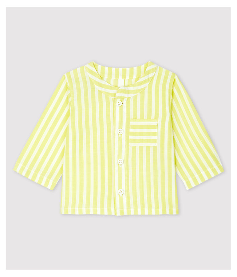 Blouse &agrave; rayures jaunes b&eacute;b&eacute; en popeline de coton biologique jaune JAUNE/blanc MARSHMALLOW