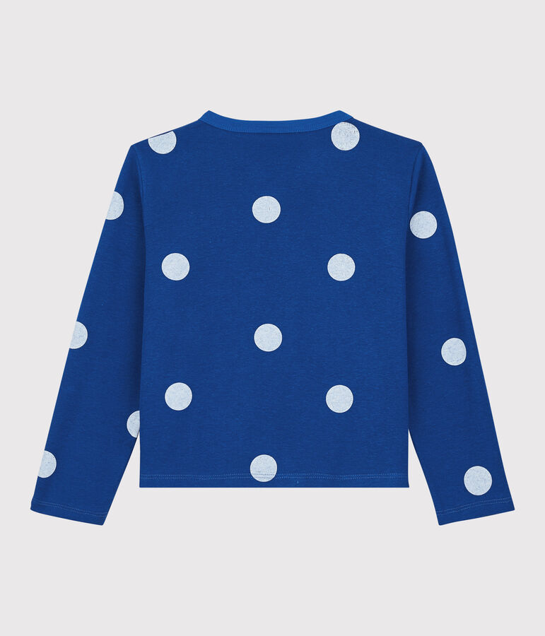 Cardigan en coton et lin enfant fille bleu SURF/blanc MARSHMALLOW
