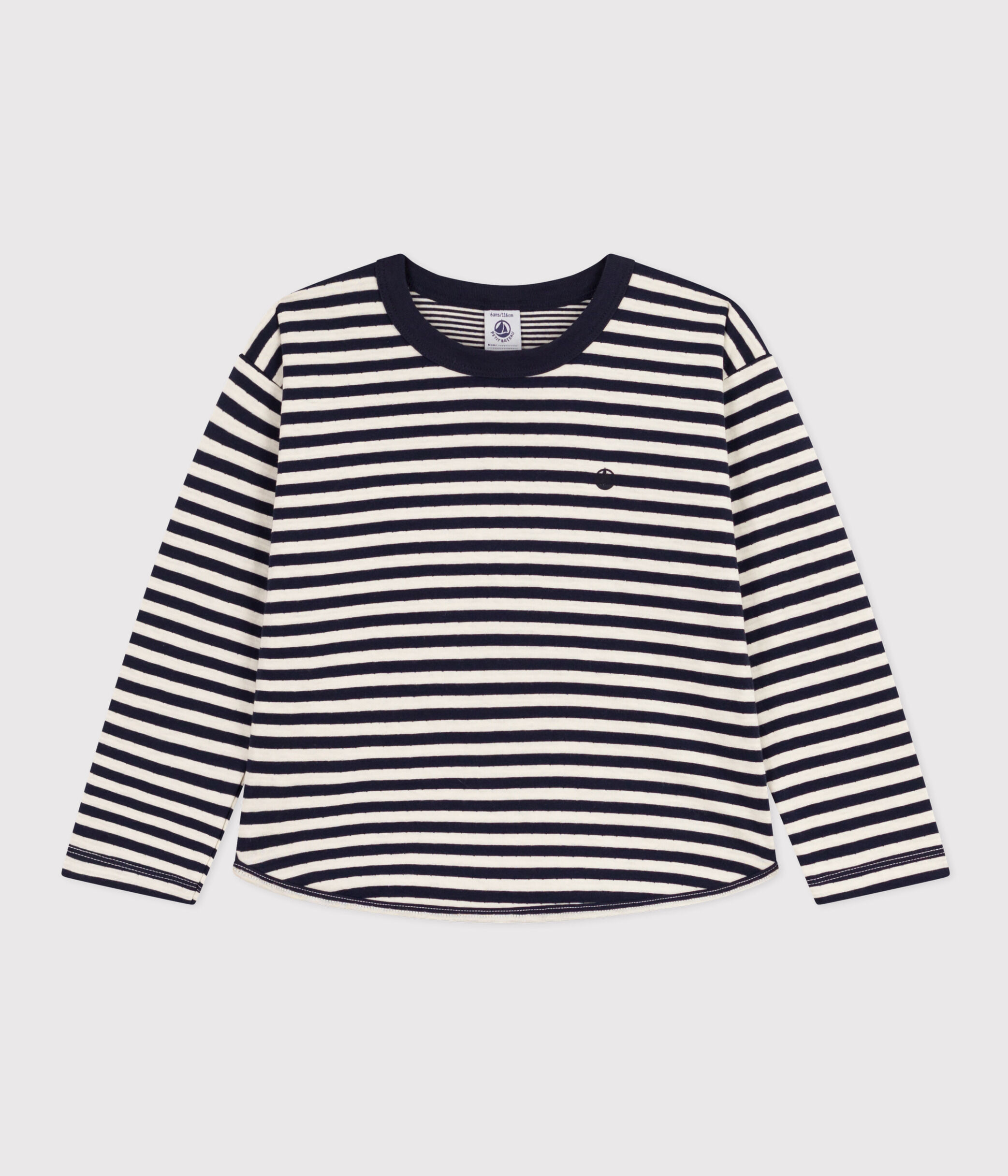 T-shirt Manches Longues Petit Bateau Pour Garçon - Mélange Laine (52%) Et Coton (44%) - Chaud Et Doux, Idéal Pour L'hiver