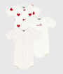 Lot de 3 bodies cœur rouge manches courtes bébé en coton