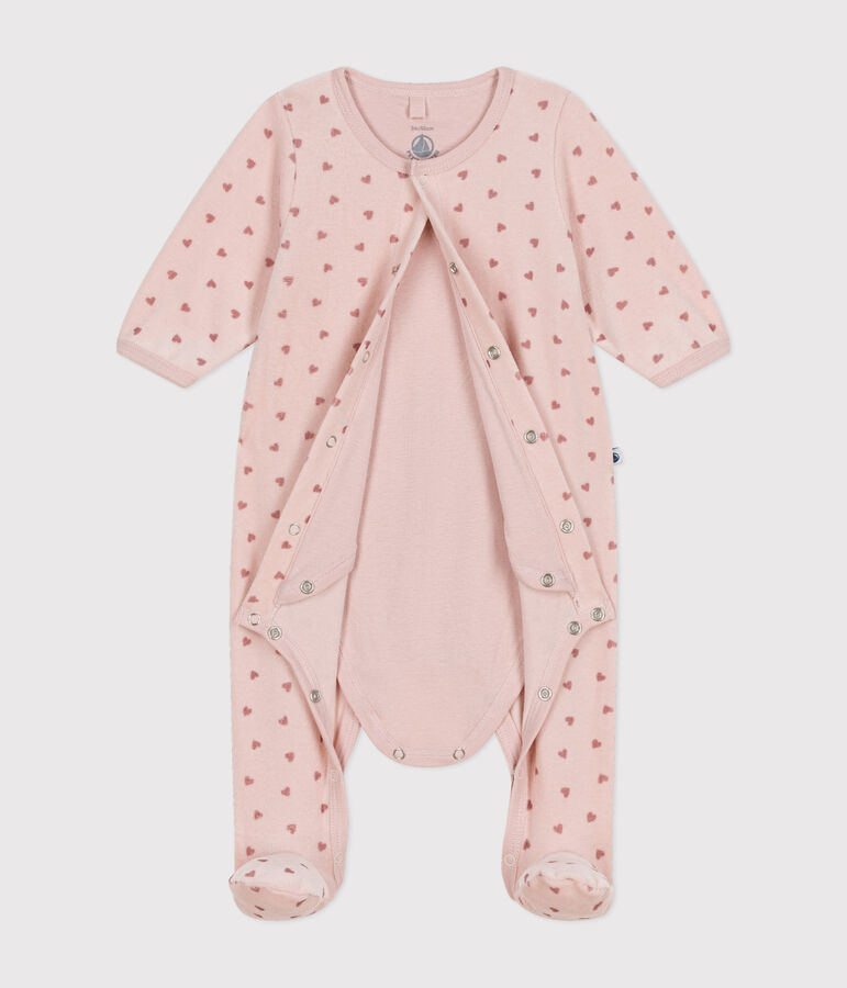Bodyjama imprim&eacute; mini c&oelig;urs en velours b&eacute;b&eacute; rose SALINE/ ROSEWOOD
