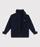 Sweatshirt zippé col montant enfant en coton uni bleu SMOKING