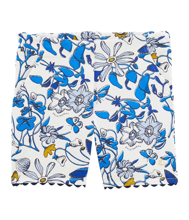 Bermuda enfant fille blanc/multicouleur