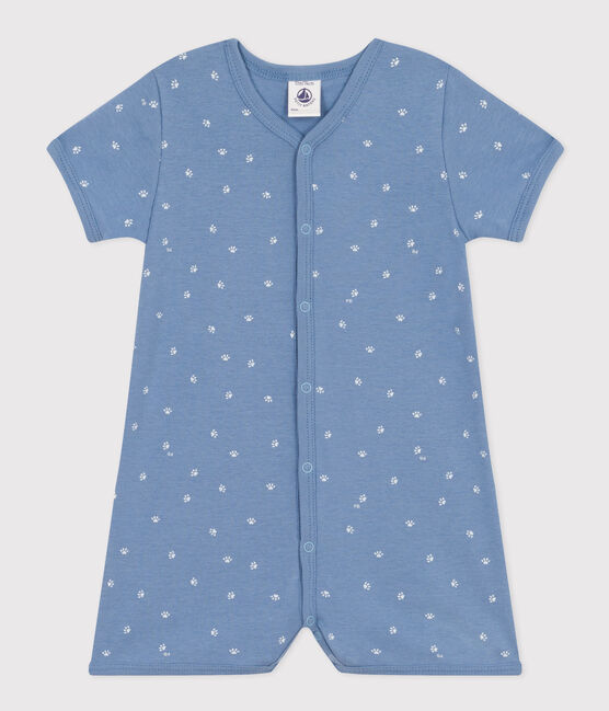 Combinaison courte en coton bébé bleu BEACH/ MARSHMALLOW
