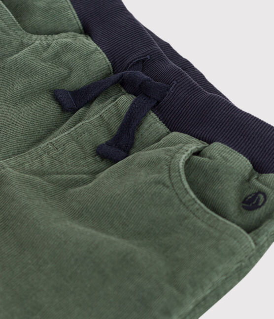 Pantalon droit en velours moyen enfant fille / garçon vert VALLEE