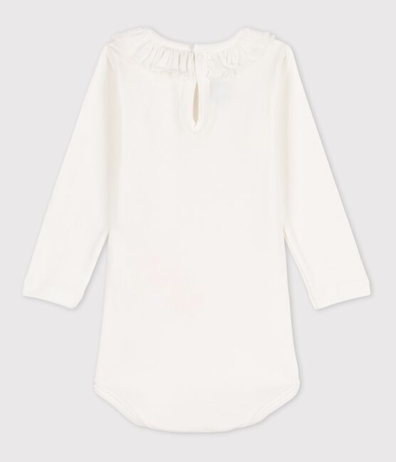 Body manches longues à collerette en coton bébé blanc MARSHMALLOW