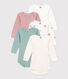 Lot de 5 bodies manches longues coeurs bébé en coton