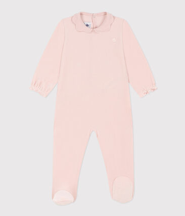 PETIT BATEAU - Pyjama bébé uni rose en velours