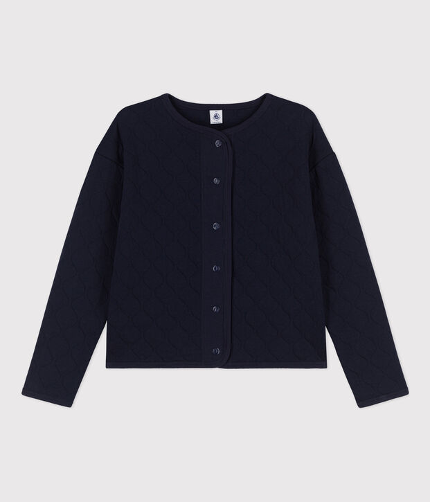 Cardigan en tubique matelass&eacute; Femme bleu marine