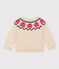 Pull jacquart en tricot laine et coton bébé beige MONTELIMAR/blanc MULTICO