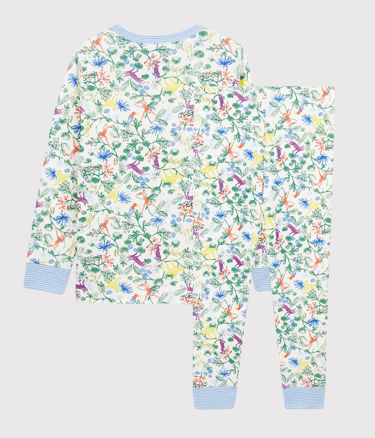 Pyjama imprim&eacute; jungle petit gar&ccedil;on en coton blanc MARSHMALLOW/blanc MULTICO