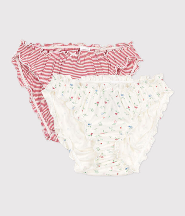 Lot de 2 culottes femme en coton imprim&eacute; fruits multicouleur