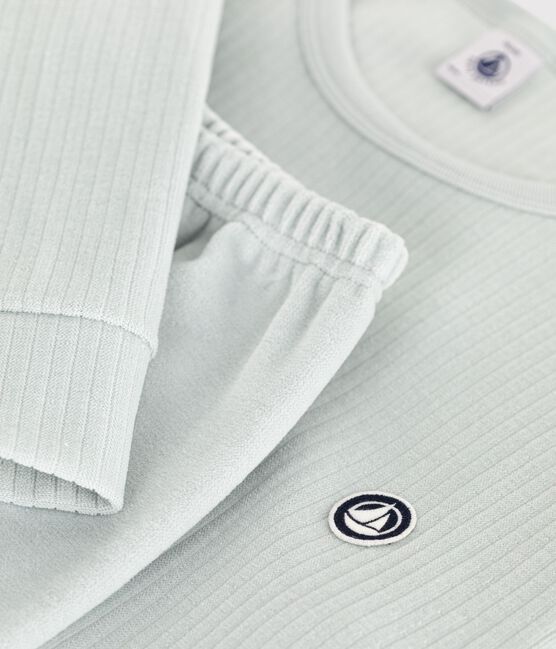 Pyjama enfant en velours côtelé uni bleu CO2