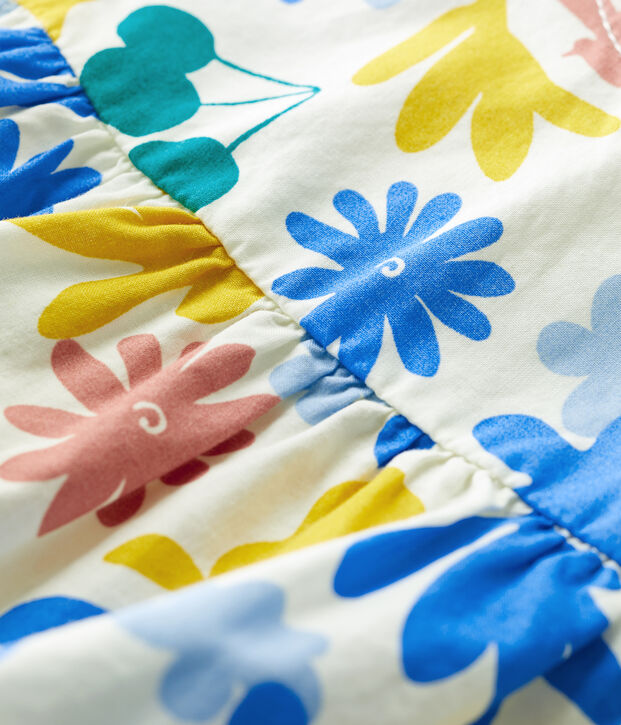 Blouse sans manches imprim&eacute;e fleuri en popeline b&eacute;b&eacute; blanc/multicouleur