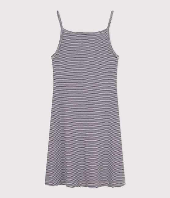 Nuisette en coton rayé femme bleu SMOKING/blanc MARSHMALLOW
