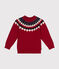Pull jacquard laine et coton enfant garçon rouge STOP/ MULTICO
